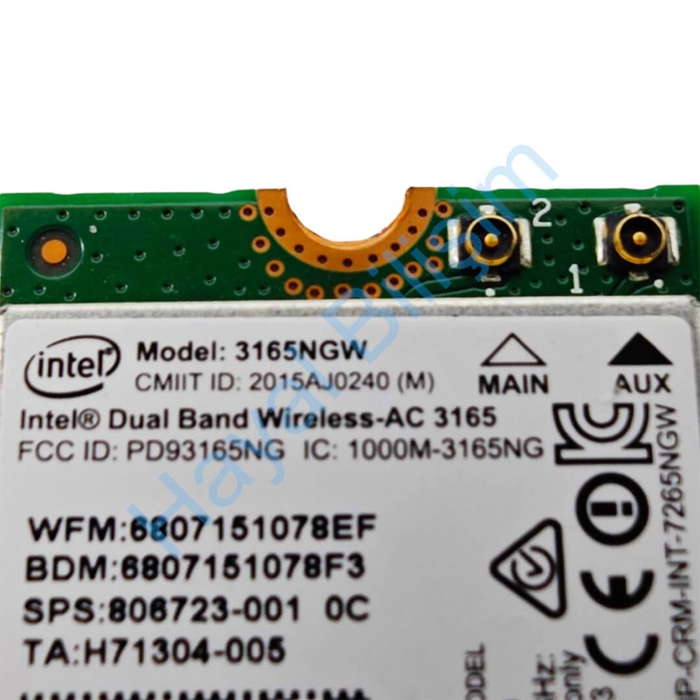 2.EL - Orjinal Intel Dual Band 3165NGW AC 3165 3165NGW Wifi Ağ Kart Wireless Kart - 806723-001