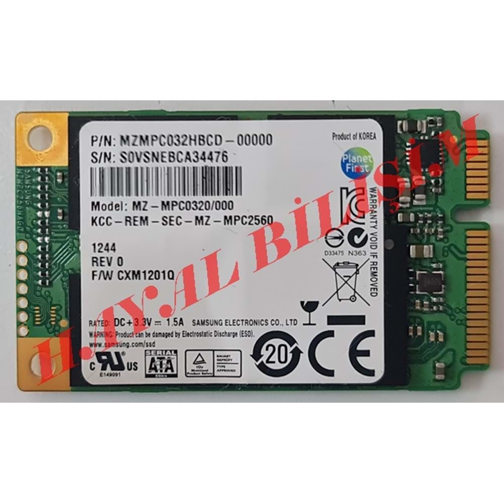 2.EL - Orjinal Samsung 32GB SSD HDD Mini PCIe mSATA Notebook SSD Kart - MZ-MPC0320/000