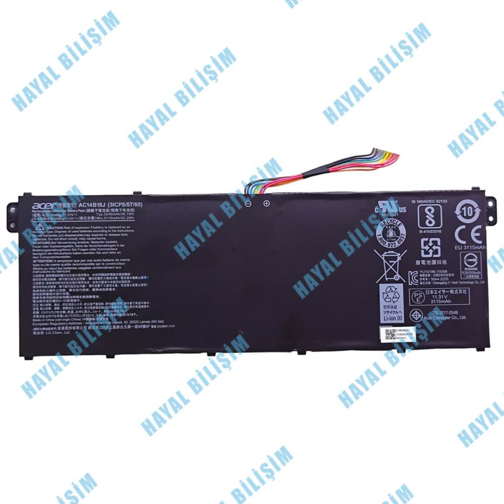2.EL - Orjinal Acer Aspire ES1-311 ES1-331 11.4V 3090mAh Notebook Batarya - AC14B18J