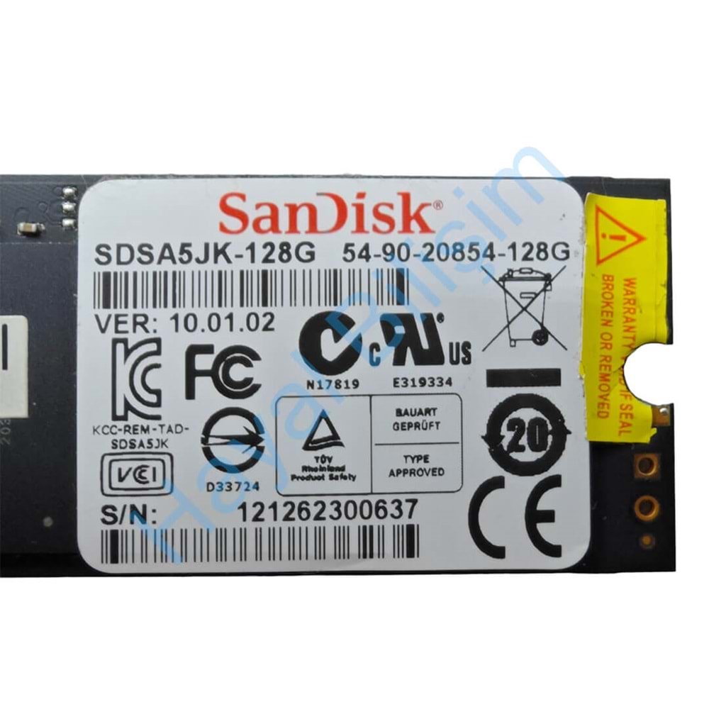 2.EL - Orjinal Sandisk SDSA5JK-128G 128GB Notebook NGFF SSD Disk
