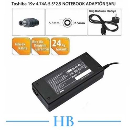 HYLADP001 - Asus Toshıba Casper 19V 4.74A 5.5mm X 2.5mm Muadil Standart Notebook Adaptör