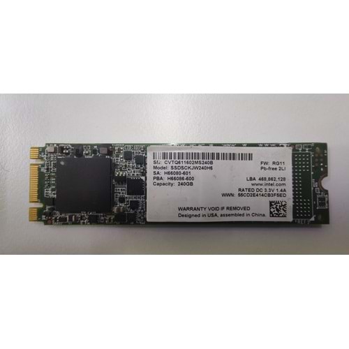 2.EL - Orjinal Intel SSDSCKJW240H6 535 Series 240GB MLC SATA 6Gbps (AES-256) M.2 Sata 2280 SSD