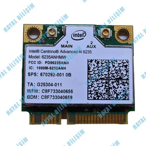 2.EL - Orjinal Intel Centrino Advanced-N 6235 6235ANHMW Bluetooth 4.0 300 Mbps Notebook Wifi Kart