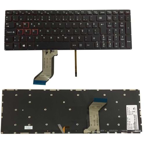 HYL - Lenovo ideaPad Y700-15ACZ Y700-15ISK Notebook Klavye Işıklı (Siyah TR)