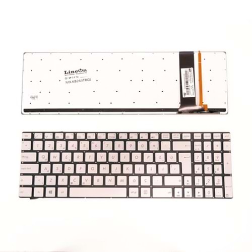 HYLAS128KLV - Asus Işıklı Gümüş N550 N550J N550JA N550JK N550JV N550L N550LF Notebook Klavye