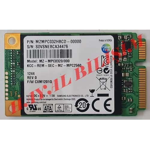 2.EL - Orjinal Samsung 32GB SSD HDD Mini PCIe mSATA Notebook SSD Kart - MZ-MPC0320/000
