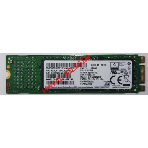 2.EL - Orjinal Samsung MZ-NLN128C PM871b 128GB M.2 2280 SATA 6Gb/s Notebook SSD Hard Disk
