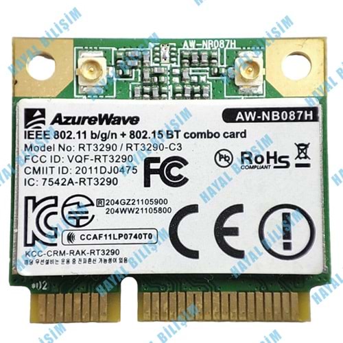 2.EL - Orjinal AzureWave RT3290/RT3290-C3 AW-NB087H 150Mbps Notebook Bluetooth Wifi Ağ Kart