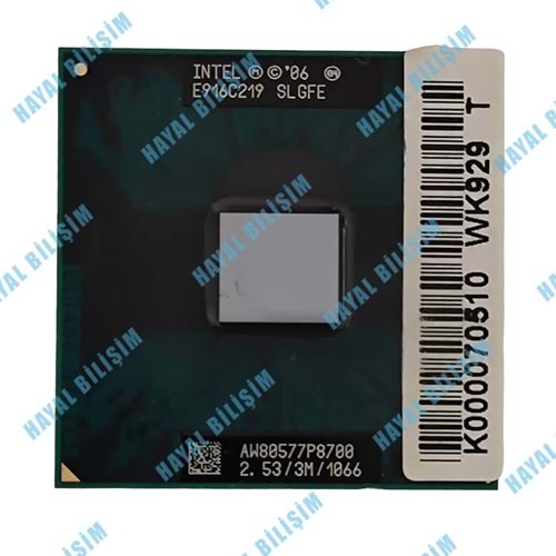 2.EL - Intel Core 2 Duo P8700 Dual-Core 2.53GHz 1066MHz PGA478 Notebook İşlemci - SLGFE