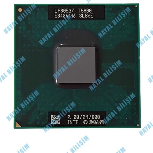 2.EL - Orjinal Intel Core 2 Duo T5800 Mobile 2.00GHZ 2MB Cache 800MHZ Notebook İşlemci - SLB6E