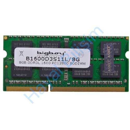 HYL - Bigboy 8 GB 1600MHz DDR3L B1600D3S11L/8G 1.35V Notebook Bellek