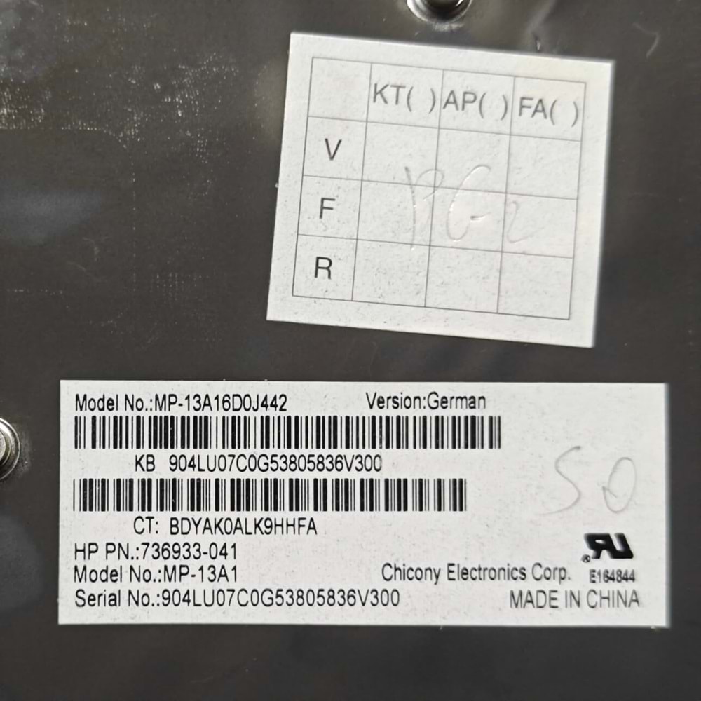 2.EL - Orjinal Hp Elitebook Folio 1040 G1 10140 G2 Notebook Almanca Büyük Enter Işıklı Klavye