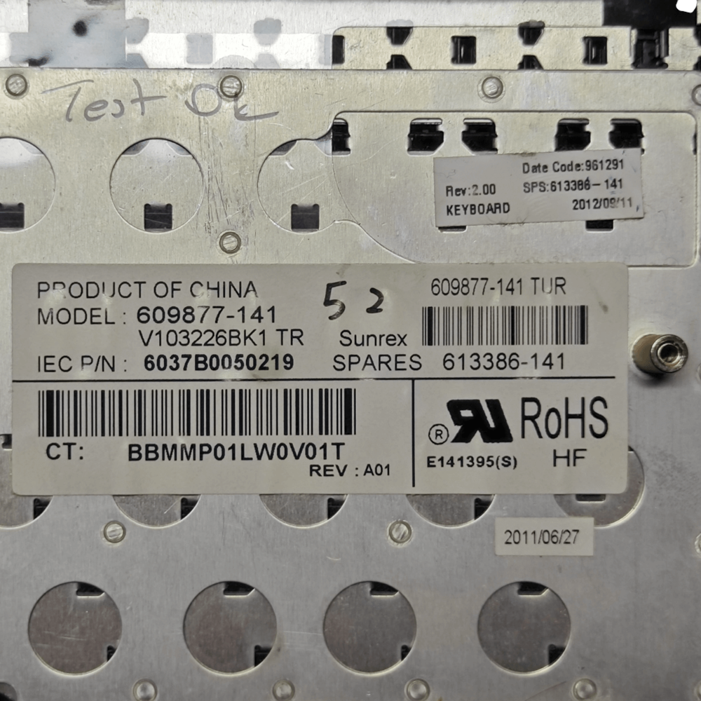 2.EL - Orjinal HP Compaq Probook 6540B 6545B 6550B 6555B Notebook TR Klavye