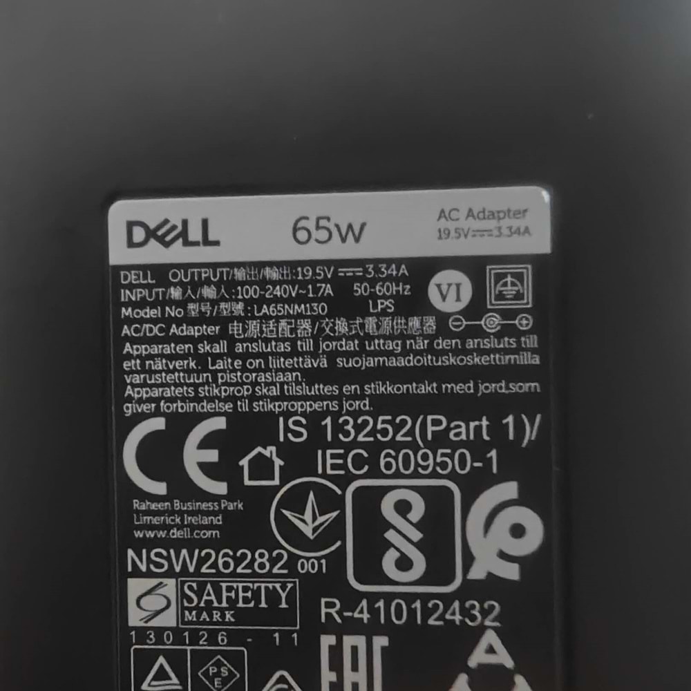 2.EL - Orjinal Dell İnspiron 19.5V 3.34A 7.4mm X 5.0mm CN-0G4X7T Notebook Adaptör