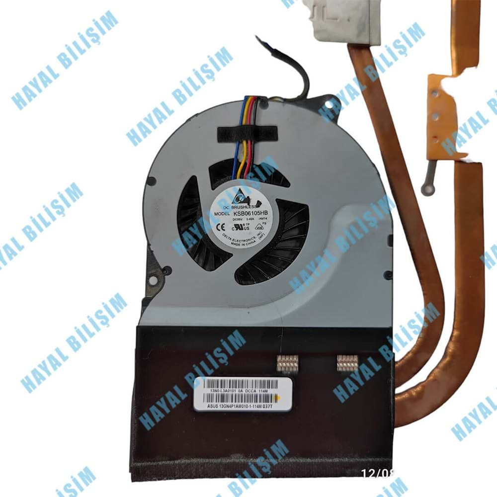 2.EL - Orjinal Asus N53 N53SV N53JF N53JG N53JL N53JN N53SM N53S Notebook Cpu Fan Bakır Soğutucu - 13N0-L3A0101