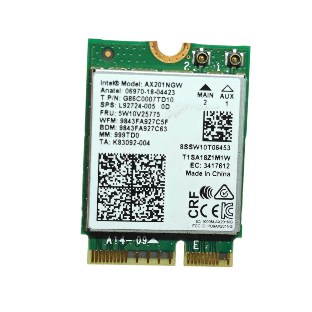2.EL - Intel Wi-Fi 6 AX201NGW 802.11ax 5GHz 3000 Mbps Bluetooth 5.1 Notebook WiFi Card
