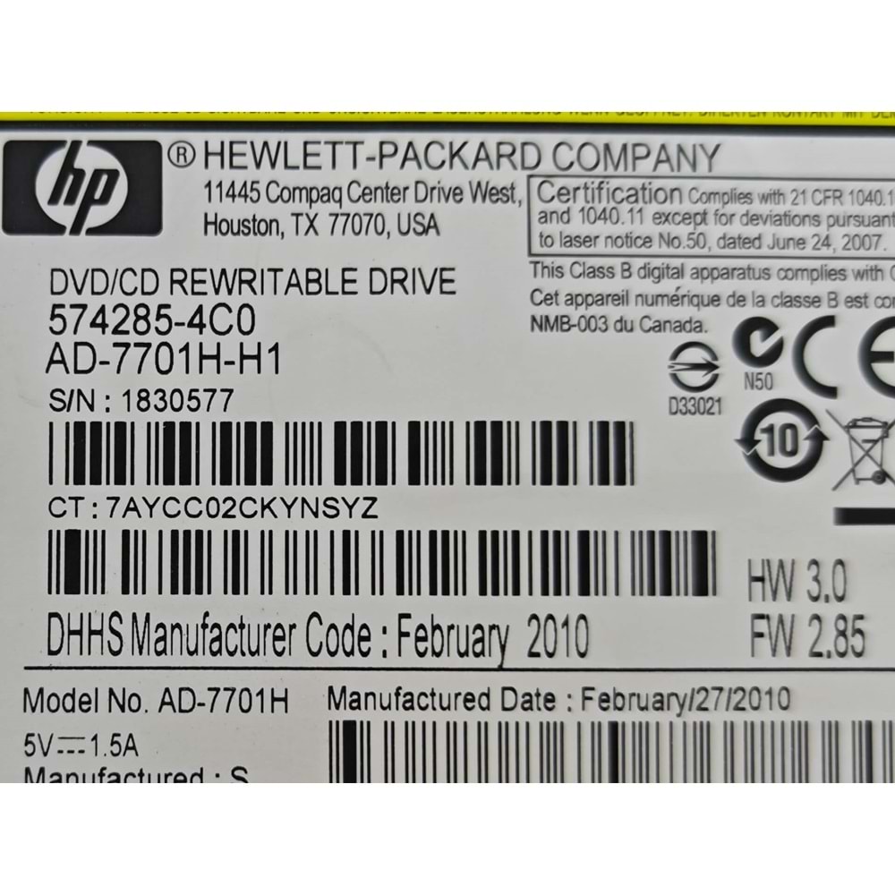 2.EL - Orjinal Hp Elitebook 8440P 8530P 8540P Notebook Optik Okuyucu DVD Rw