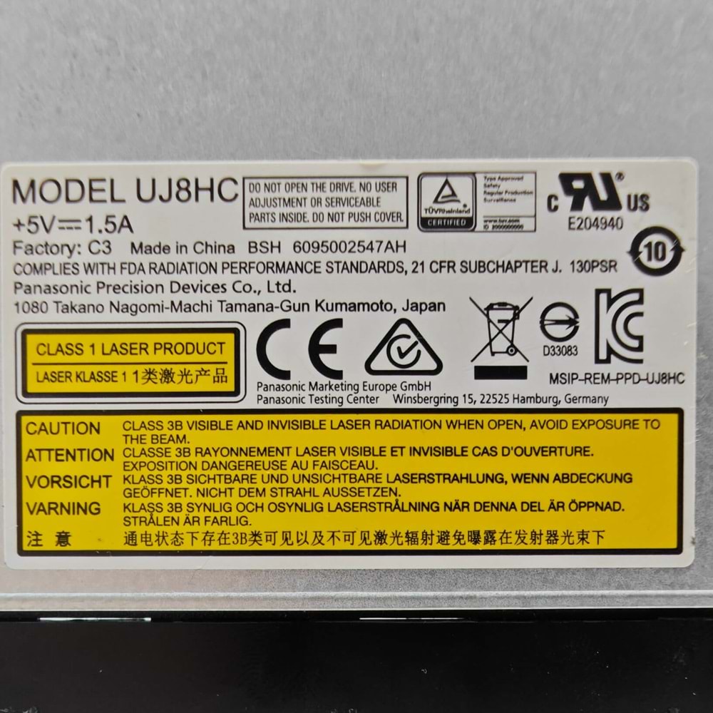 2.EL - Orjinal Acer E15 E5-571 E5-521 E5-523 E5-575 V3-572 N16Q3 Notebook Optik Okuyucu Dvd Rw