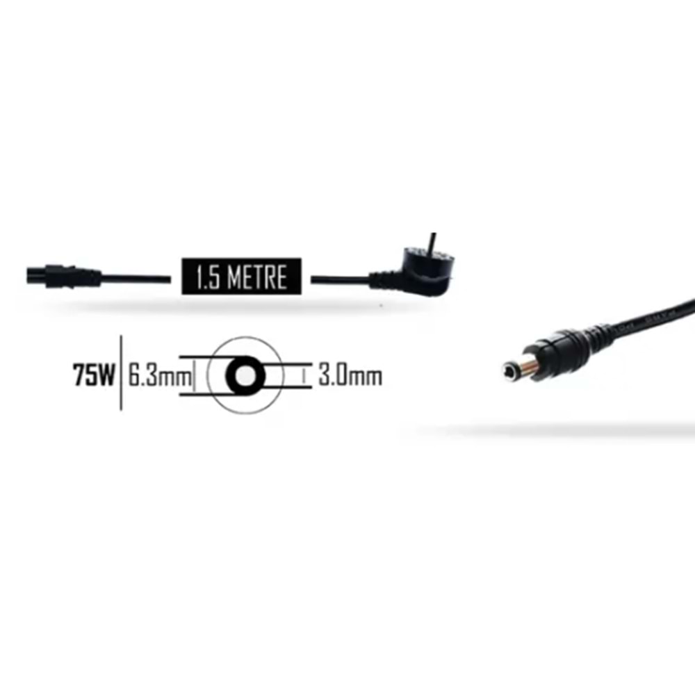 ADP047- MUADİL Toshiba Tecra 75W 15V 5A 6.3*3.0mm Adaptör Şarj Aleti-Cihazı