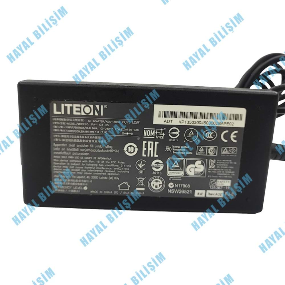 * 2. EL- Orjinal Liteon 19V 7.1A 5.5mm X 2.5mm 135W Notebook Laptop Adaptör - PA-1131-05