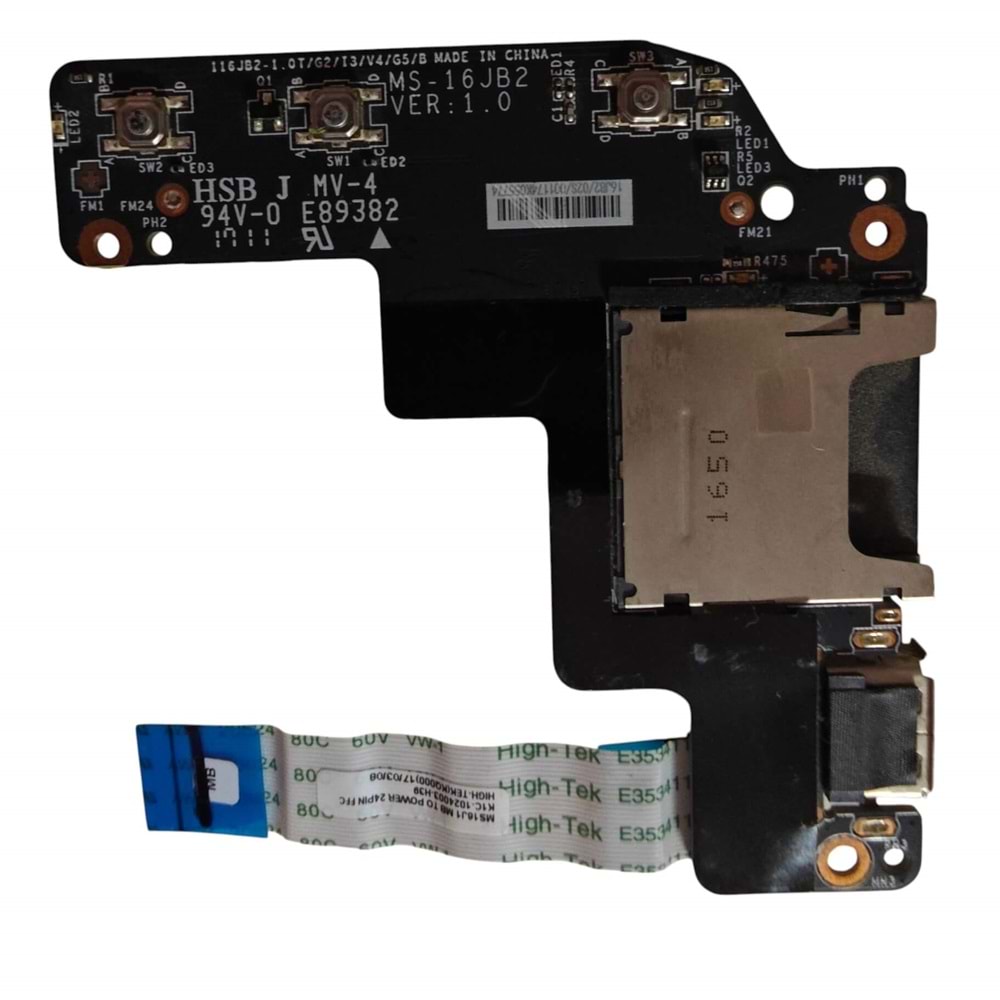 2.EL - Orjnal Msı GE72 GE62 GE72VR GP62 GL62 GE62VR MS-16JB2 Notebook Açma Kapama Power Tetik Usb Kart