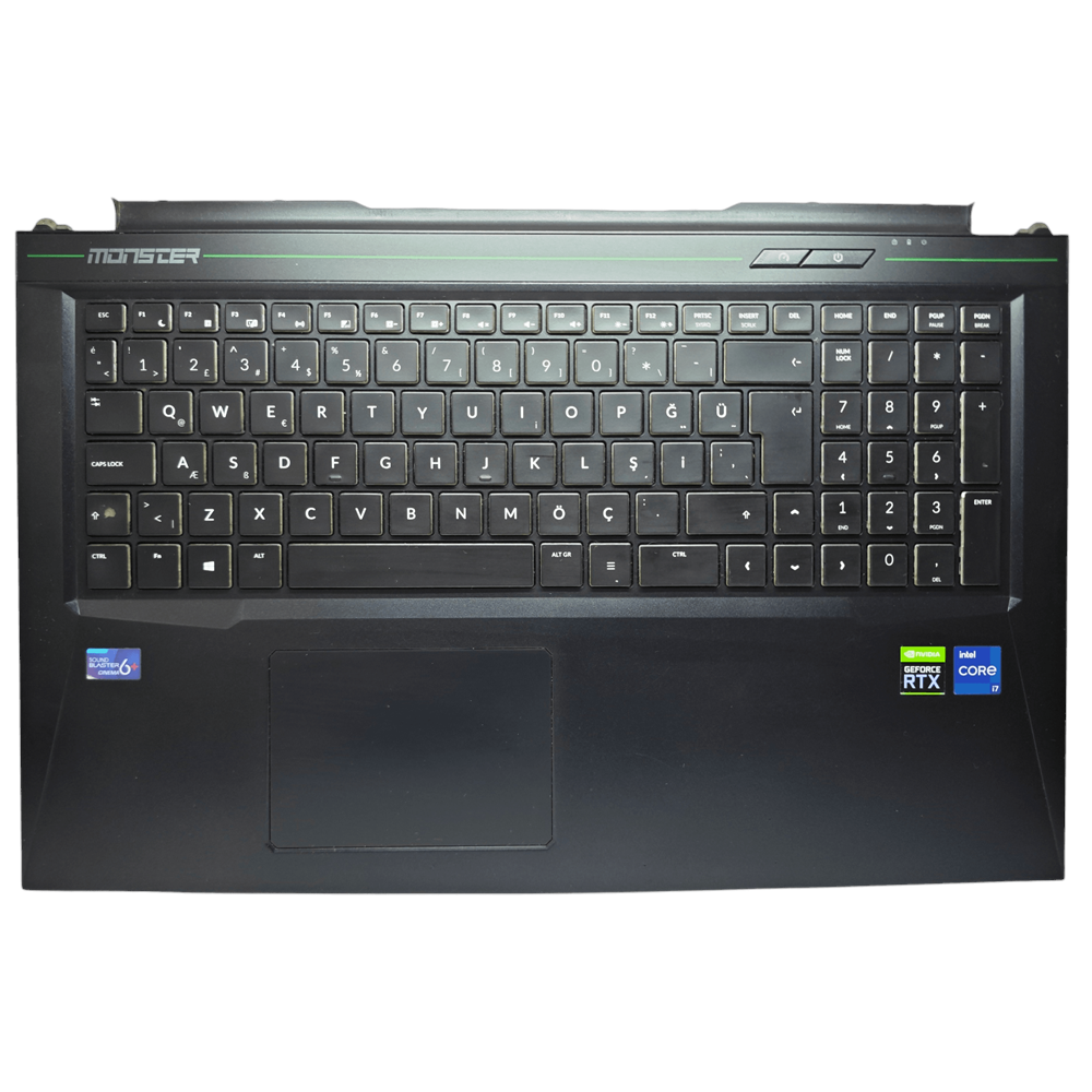 2.EL - Orjinal Monster Abra A7 V11.1 V11.2 V11.3 V11.4 V11.5 Notebook Işıklı Klavyeli Üst Kasa