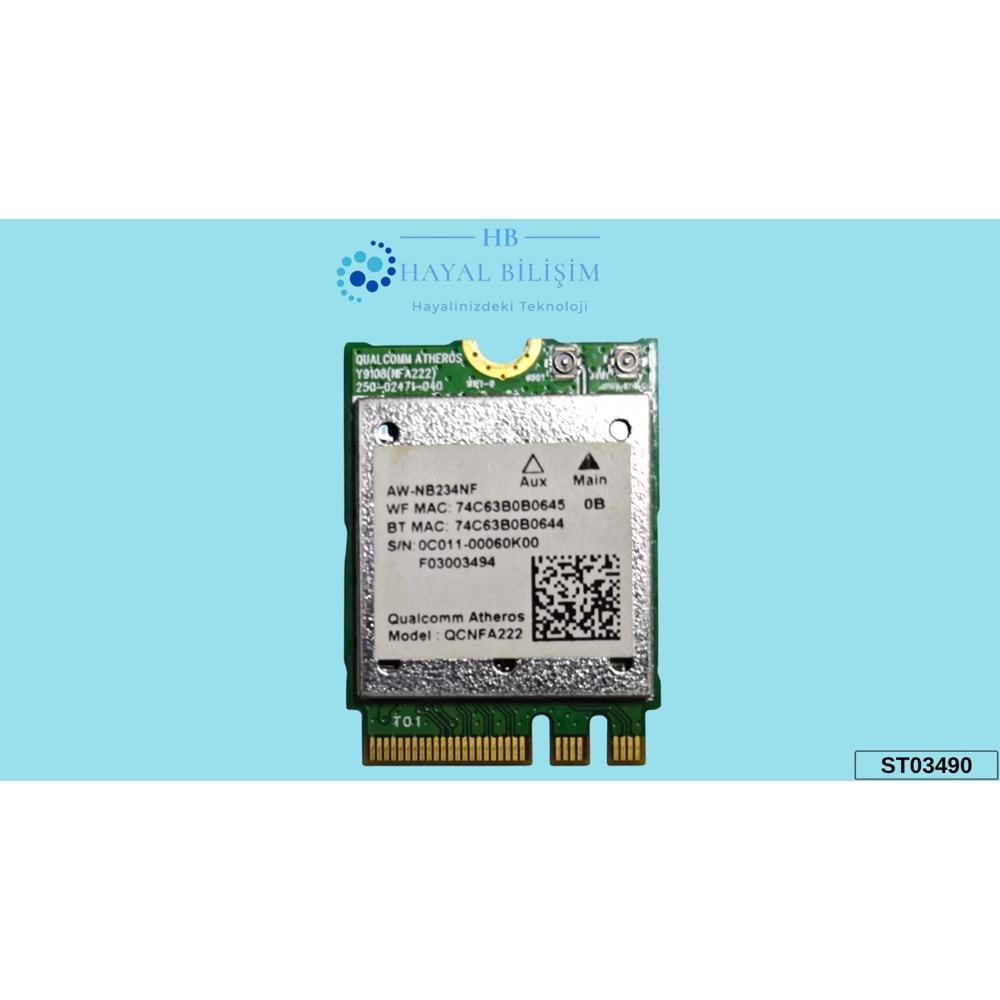 2.EL - Orjinal Asus N552 N552V N552V Notebook Wifi Ağ Kartı