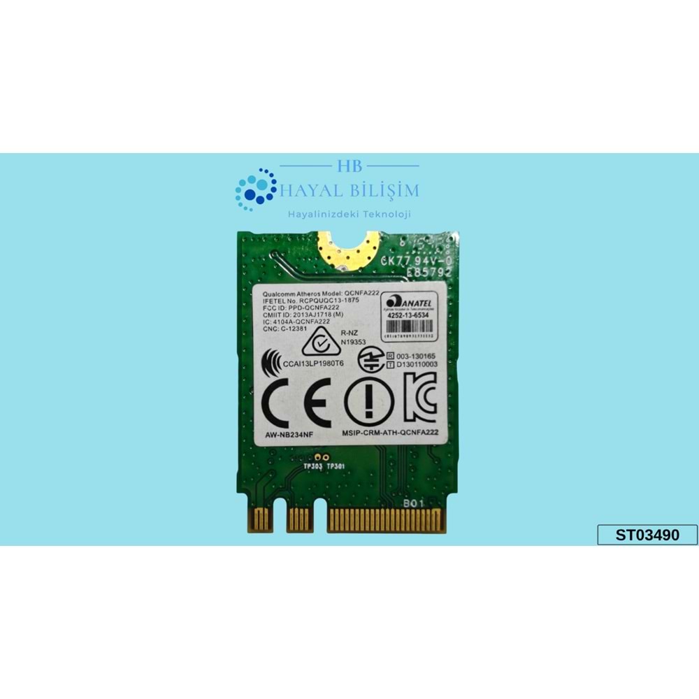 2.EL - Orjinal Asus N552 N552V N552V Notebook Wifi Ağ Kartı