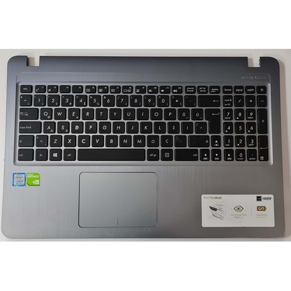 2.EL - Orjinal Asus X540 X540Y X540U Açık Mavi Notebook Klavyeli Üst Kasa Palmrest Case - 13NB0HE3AP0201