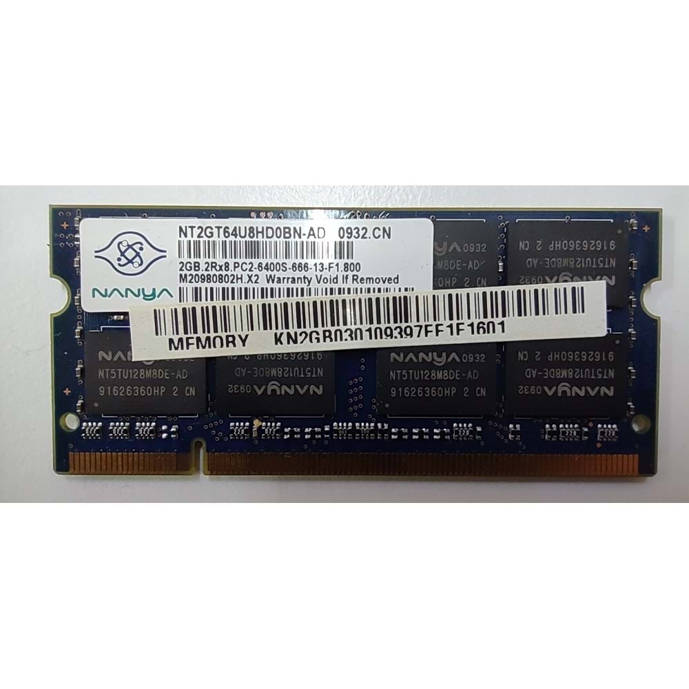 Orjinal Çıkma OEM 2GB 667mhz - 800mhz 6400S - 5300S DDR2 Notebook Ram