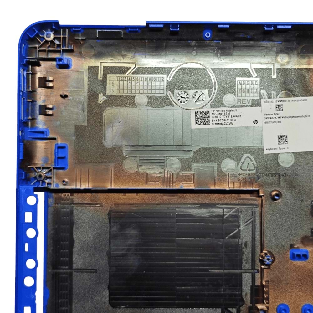 2.EL - Orjinal Hp Pavilion 15-AU 15-AW TPN-Q172 TPN-Q175 Notebook Mavi Alt Kasa