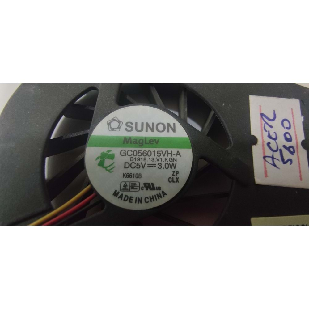 2.EL - Orjinal Acer Aspire 3660 5600 5621 5670 5672 5673 TravelMate 4220 4222 4670 3 Pin Notebook Cpu Fan - GC056015VH-A B1918.13.V1.F.GN