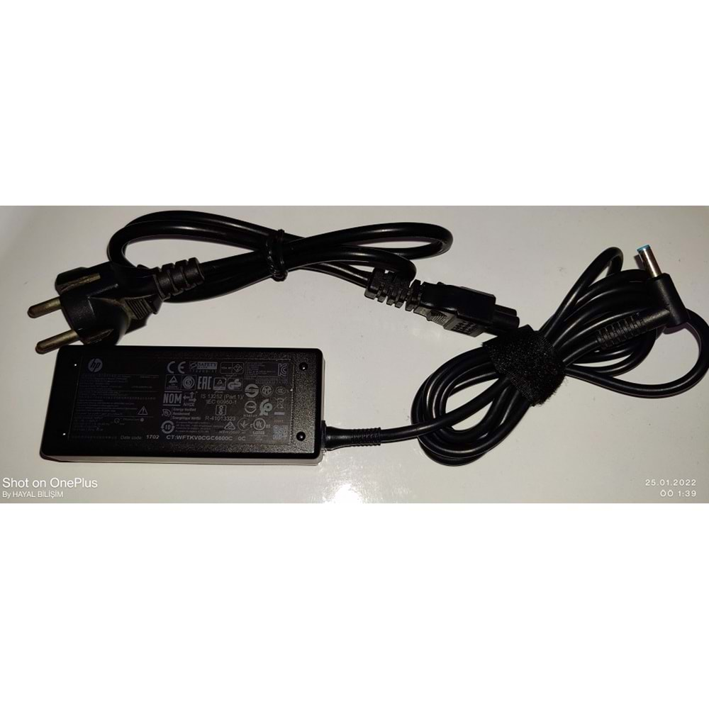 2.EL - Orjinal Hp Compaq 19.5V 3.33A 4.5 x 3.0 Mavi Uç 65W Notebook Adaptör - 854055-002