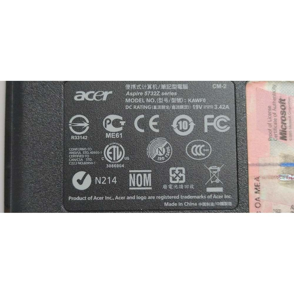 2.EL - Orjinal Acer Aspire 5516 5517 5541 5332 5532 5732 eMachines E525 E527 E625 E725 Notebook Alt Kasa - AP06R000400 AP06R000500