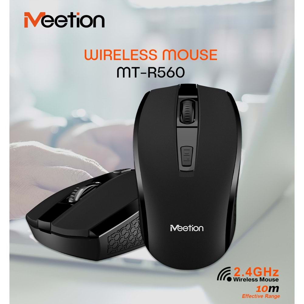 HYL - Meetion 2.4g Kablosuz Dizüstü Optik Mouse Siyah MT-R560