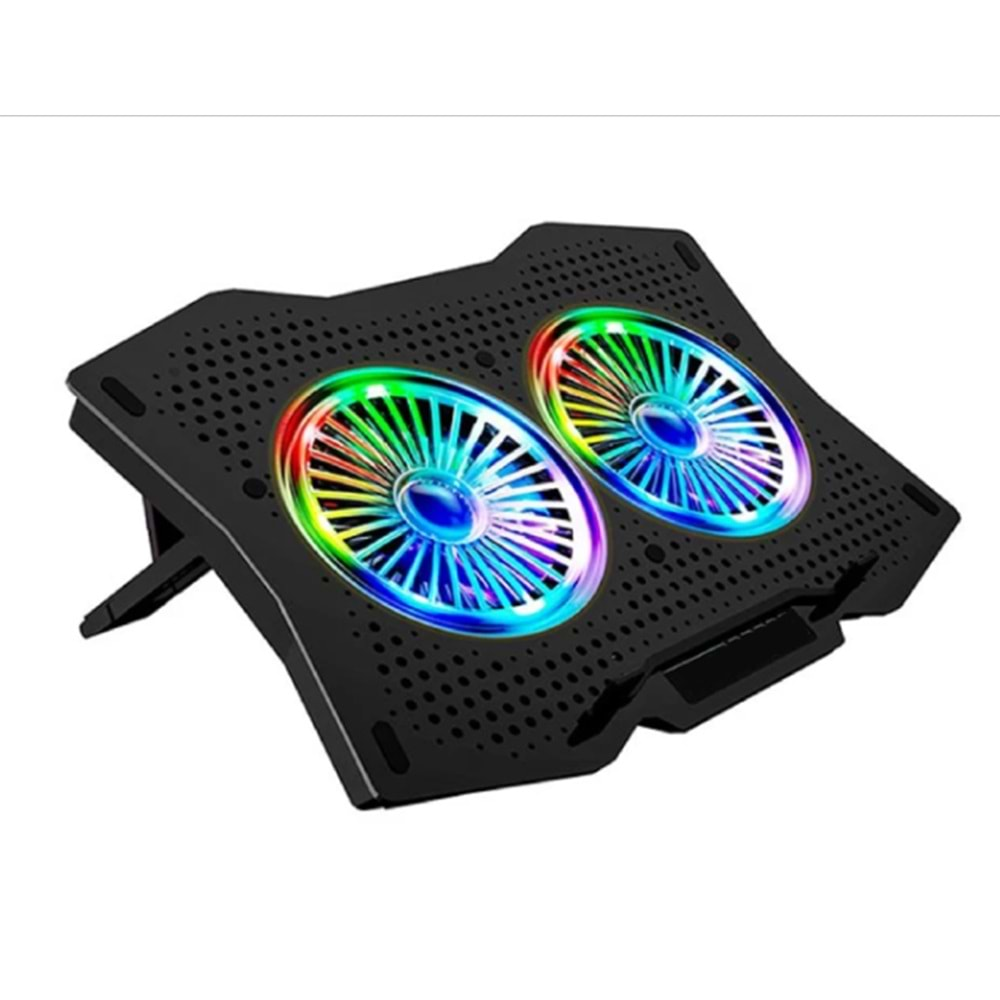 HYL - OEM 10-18 RGB IŞIKLI 2 FANLI NOTEBOOK LAPTOP SOĞUTUCU STAND FAN- DG-112