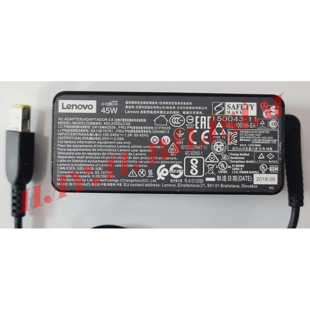 + 2.EL - Orjinal Lenovo 20V 2.25A 45W Usb Uç - ADLX45NCC3A Güç Adaptörü Şarj Cihazı