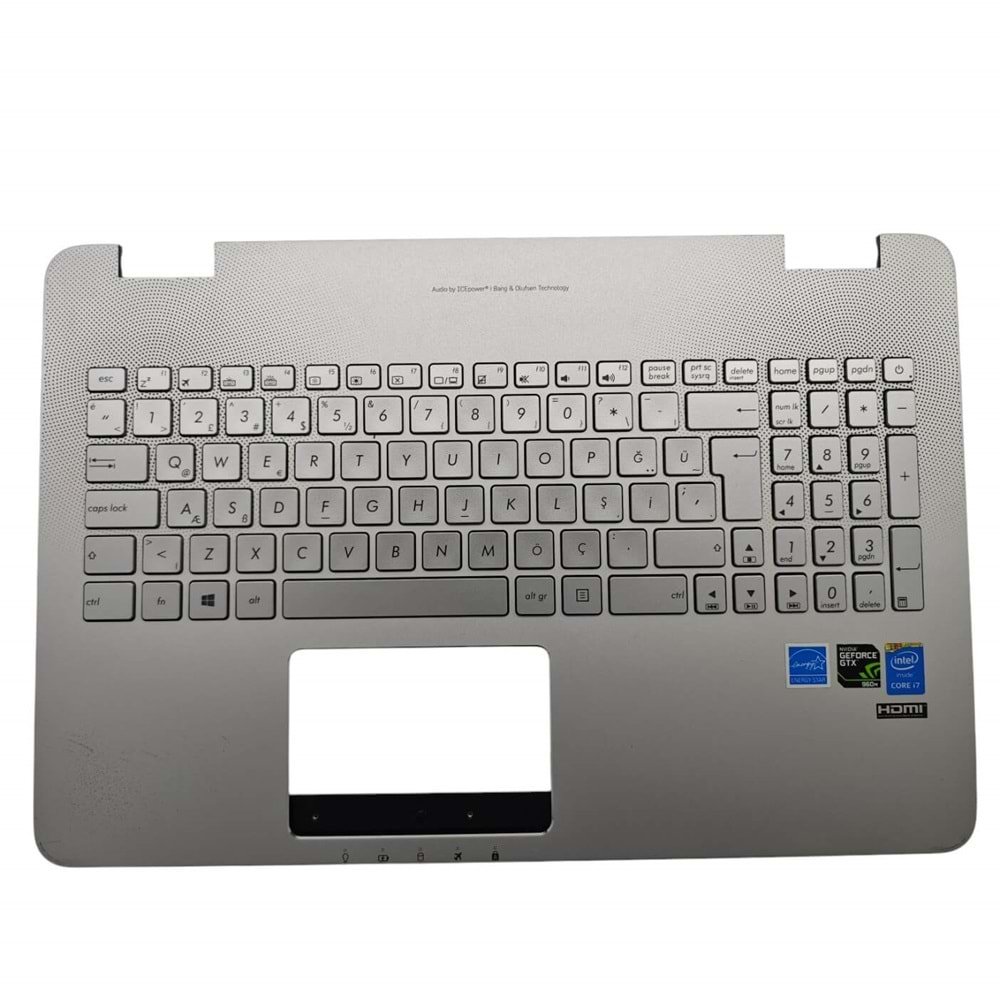 2.EL - Orjinal Asus N551 N551V N551VW N551J N551JW G551 G551J Gümüş Notebook Işıklı Klavyeli Üst Kasa