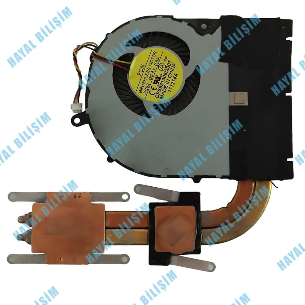 2.EL - Orjinal Toshiba P50 P50-B P55T-B Notebook Bakır Soğutucu Cpu Fan - H000068000