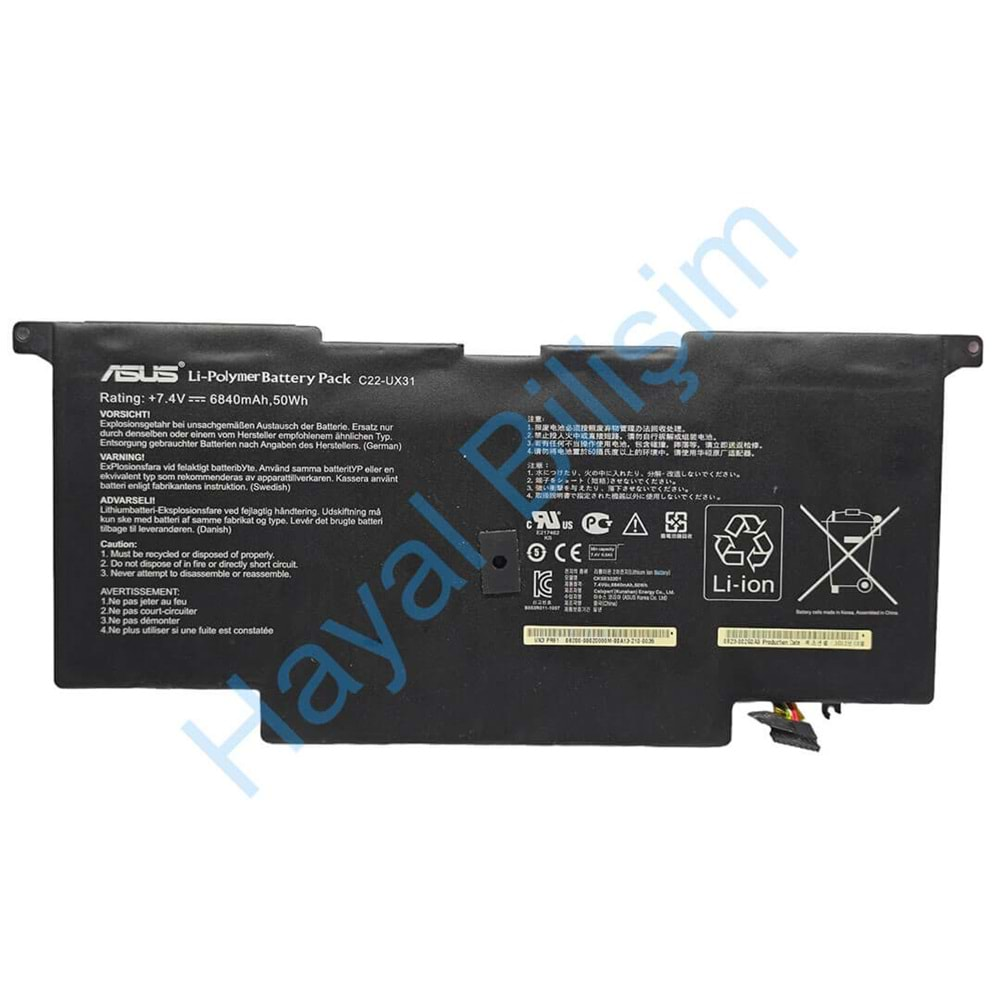 2.EL - Orjinal Asus UX31 UX31E UX31A UX31H Notebook Batarya - C22-UX31