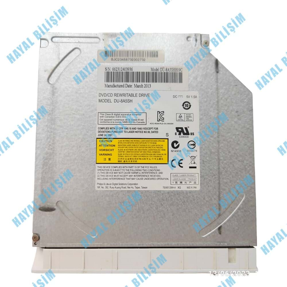 2.EL - Orjinal Casper MT50 MT55 Ckv Cku Cky Ckh Chy Chu Notebook Dvd Optik Sürücü - DU-8A5SHH19C