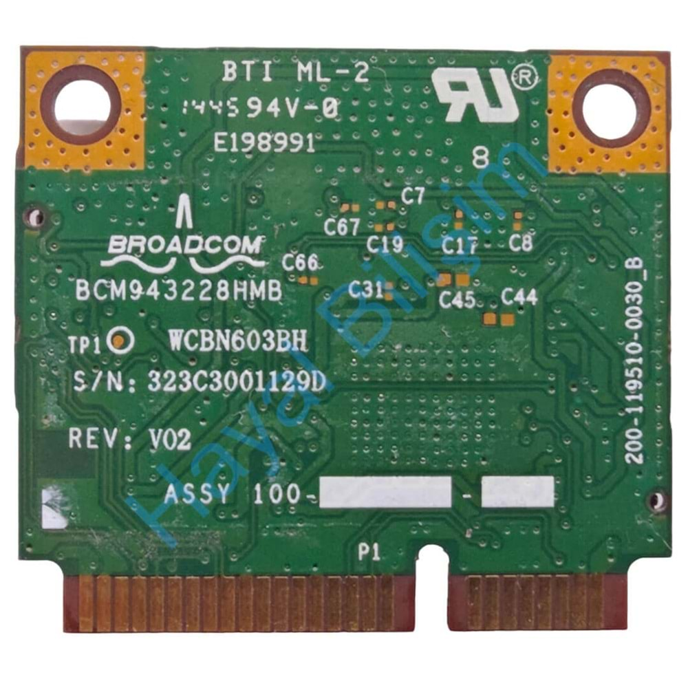 2.EL - Orjinal Broadcom BCM943228HMB Bluetooth 4.0 Çift Bant 2.4G/5GHz Wifi Ağ Kart