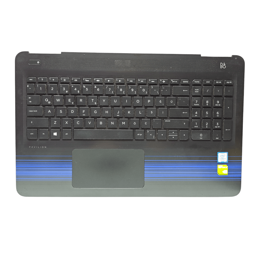 2.EL - Defolu Orjinal HP Pavilion 15-AU 15-AW TPN-Q172 TPN-Q175 Mavi Siyah Notebook Işıklı Klavyeli Üst Kasa