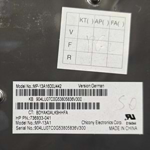 2.EL - Orjinal Hp Elitebook Folio 1040 G1 10140 G2 Notebook Almanca Büyük Enter Işıklı Klavye