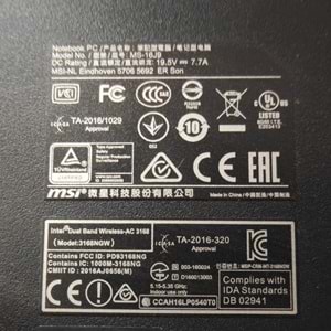 2.EL - Orjinal Msı GL62 6QC GL62M GP62 6QG MS-16J9 MS-16J5 Notebook Alt Kasa