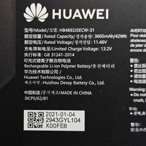 2.EL - Orjinal Huawei Matebook D15 BOH-WAQ9R BOD-WFE9 BOB-WAH9 Notebook Batarya