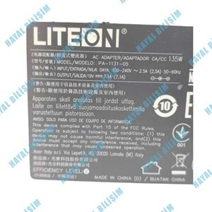 * 2. EL- Orjinal Liteon 19V 7.1A 5.5mm X 2.5mm 135W Notebook Laptop Adaptör - PA-1131-05