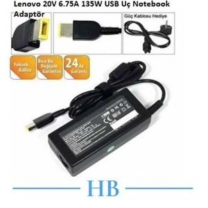 HYLADP032 - Lenovo 20V 6.75A 135W USB Uç Notebook Adaptör