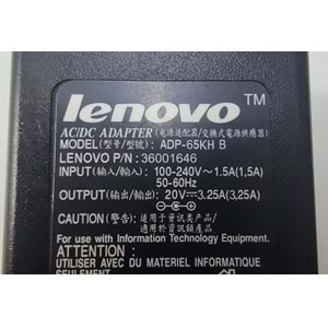 2.EL - Orjinal Lenovo İdeapad 20V 3.25A 5.5X2.5 Notebook Adaptör - ADP-65KH B