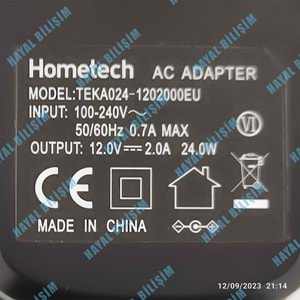 2.EL - Orjinal Hometech Alfa 12V 2A TEKA024-1202000EU Notebook Adaptör